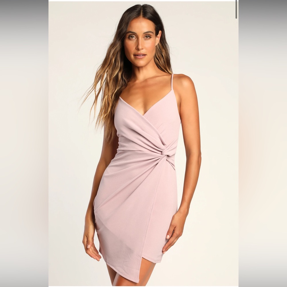 Lulu’s Ready for the Night Lavender Twist-Front Mini Dress